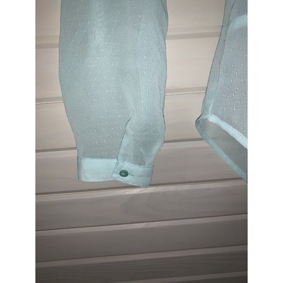 Maurices Sz LARGE Light Green Shirt Tunic Swiss Dot Semi Sheer Popover EUC - Picture 5 of 11